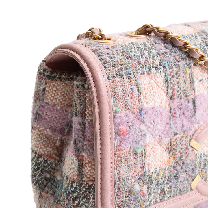 CHANEL Tweed Filigree Flap Bag - Pink