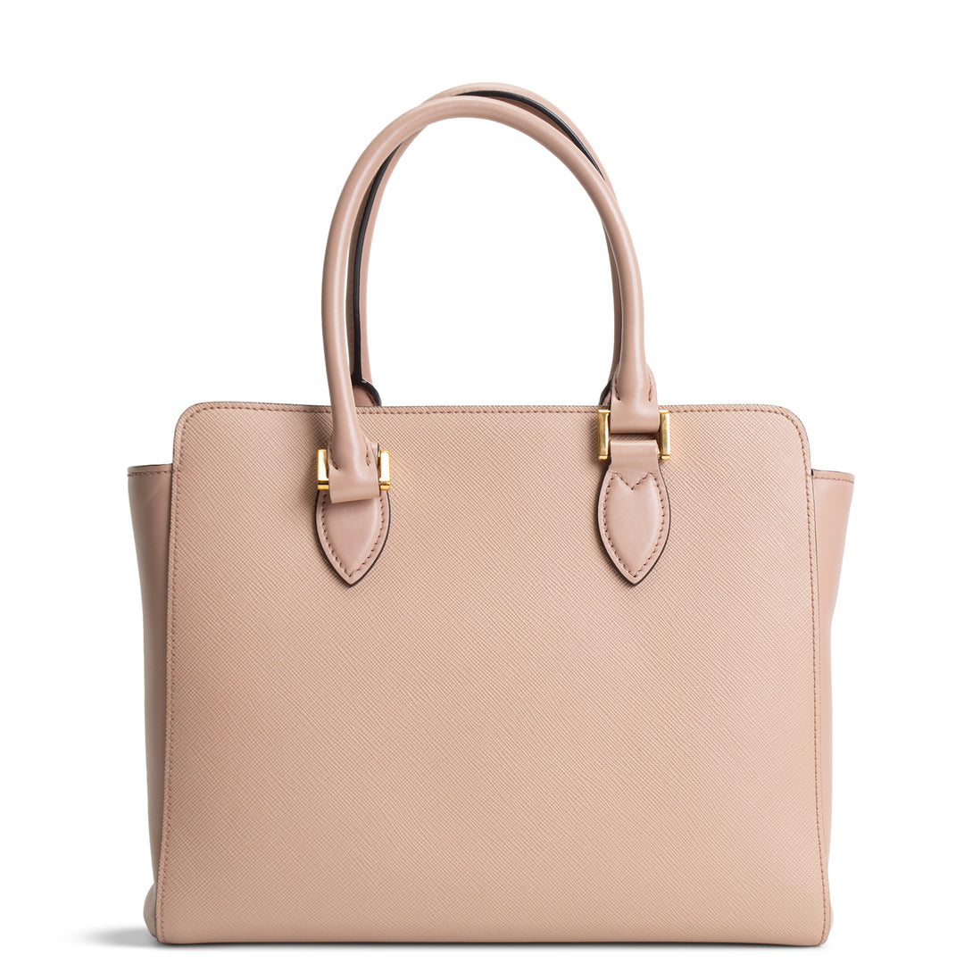 PRADA Saffiano Leather Top Handle Satchel - Pink