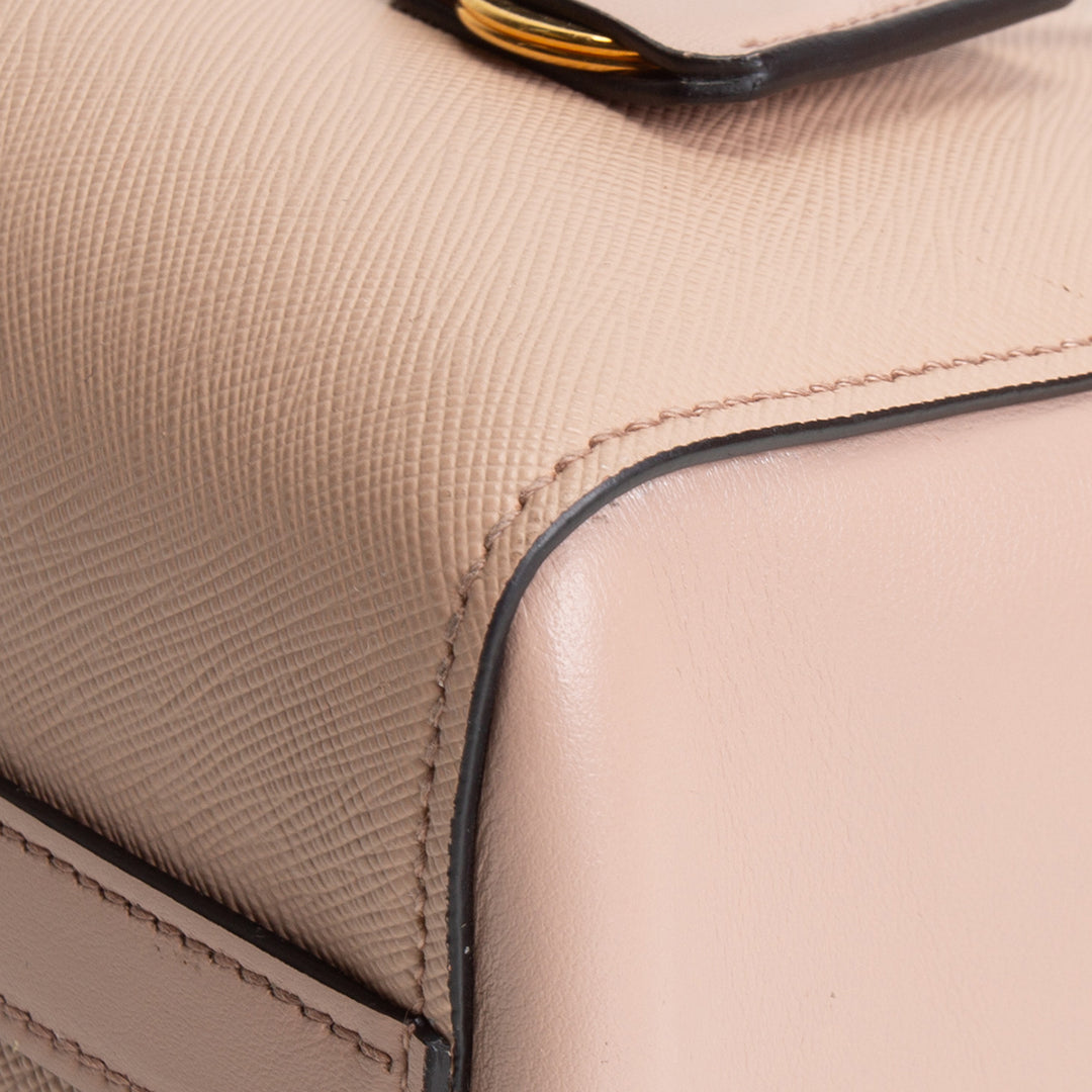PRADA Saffiano Leather Top Handle Satchel - Pink