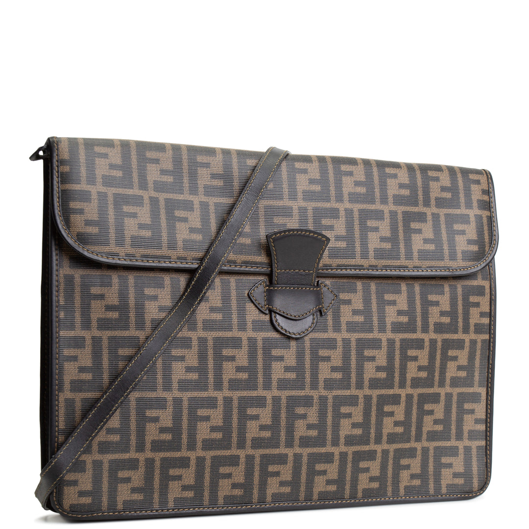 FENDI Leather Trimmed Zucca Portfolio Case