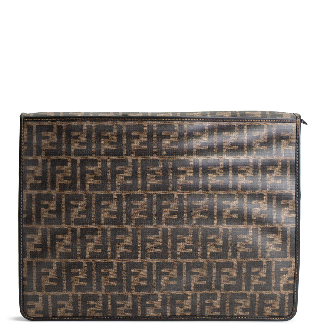 FENDI Leather Trimmed Zucca Portfolio Case