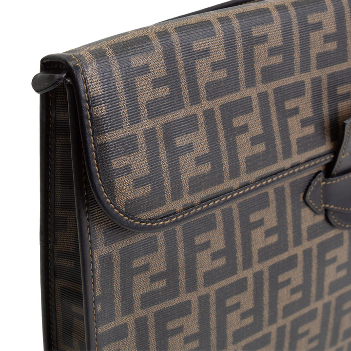 FENDI Leather Trimmed Zucca Portfolio Case