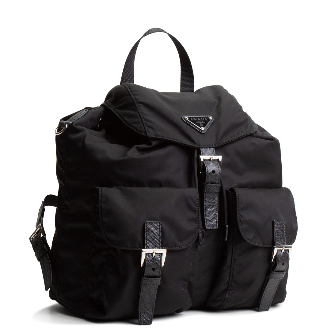 PRADA Medium Re-Nylon Backpack w/ Pouch - Black