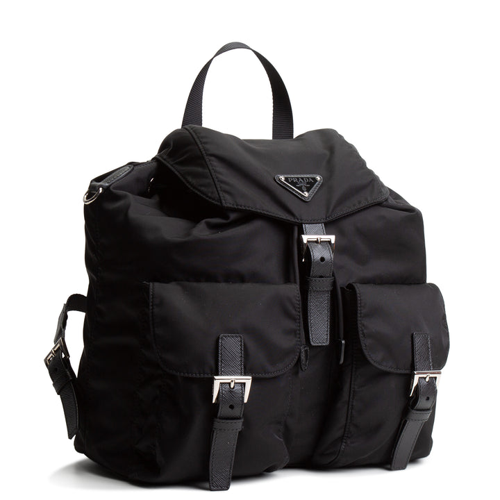 PRADA Medium Re-Nylon Backpack w/ Pouch - Black
