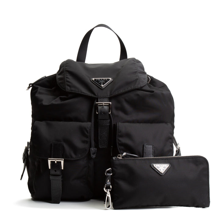 PRADA Medium Re-Nylon Backpack w/ Pouch - Black