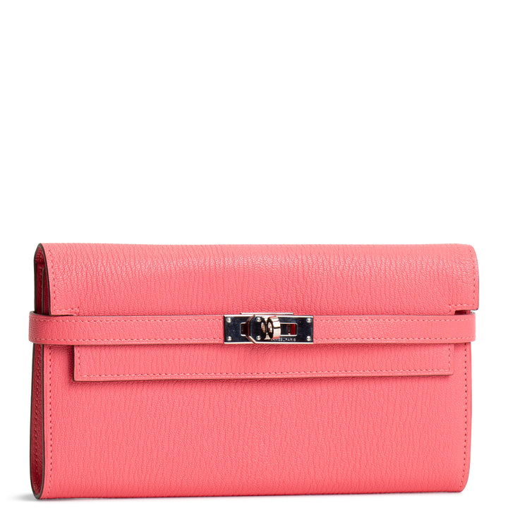 HERMES Kelly Wallet Mysore Goatskin - Rose Lipstick