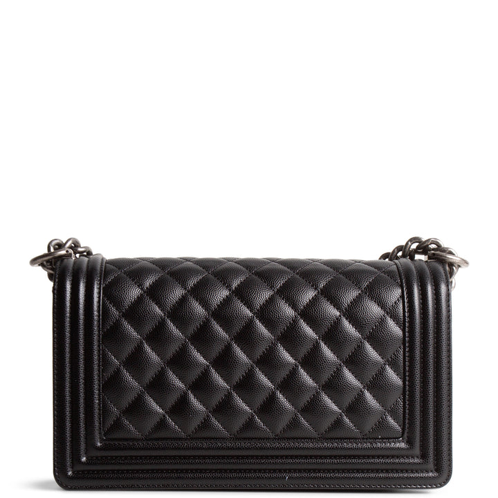 CHANEL Boy Bag Medium Quilted Caviar - Black