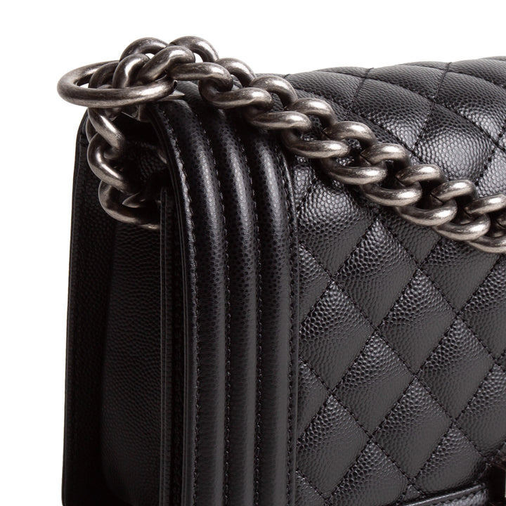 CHANEL Boy Bag Medium Quilted Caviar - Black