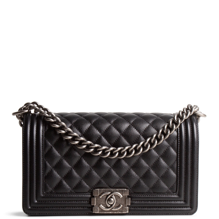 CHANEL Boy Bag Medium Quilted Caviar - Black