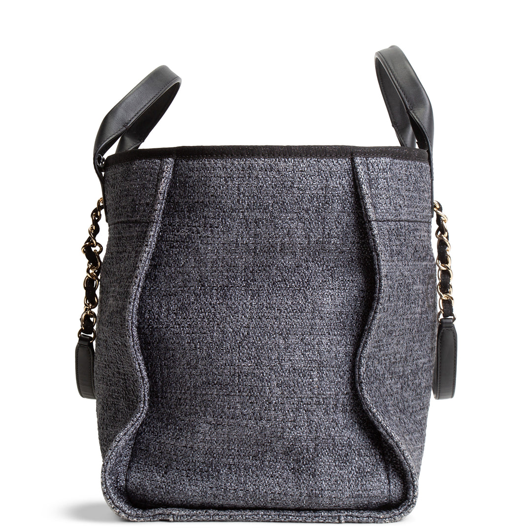 CHANEL Lurex Medium Deauville Shopping Tote - Navy