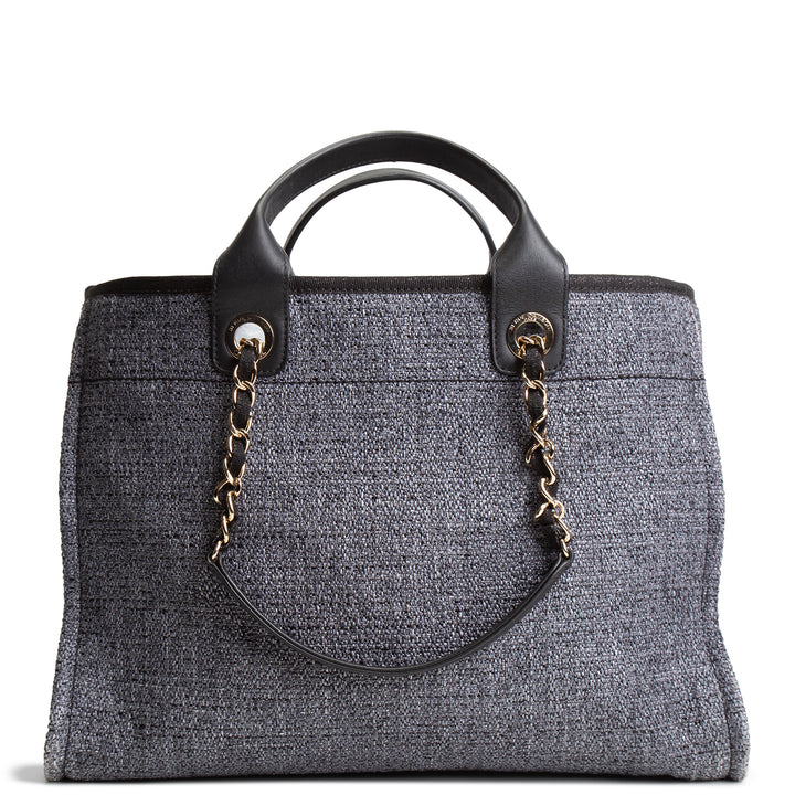 CHANEL Lurex Medium Deauville Shopping Tote - Navy
