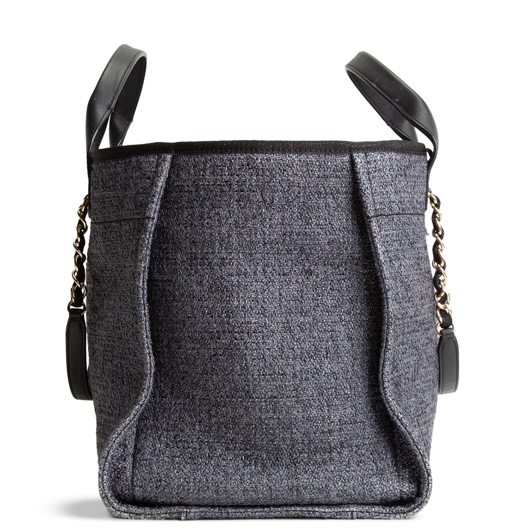 CHANEL Lurex Medium Deauville Shopping Tote - Navy