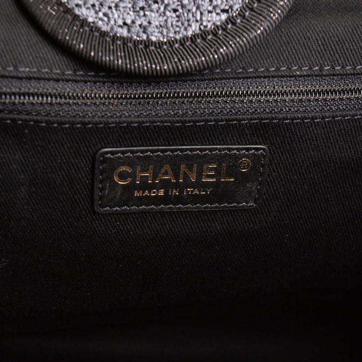 CHANEL Lurex Medium Deauville Shopping Tote - Navy
