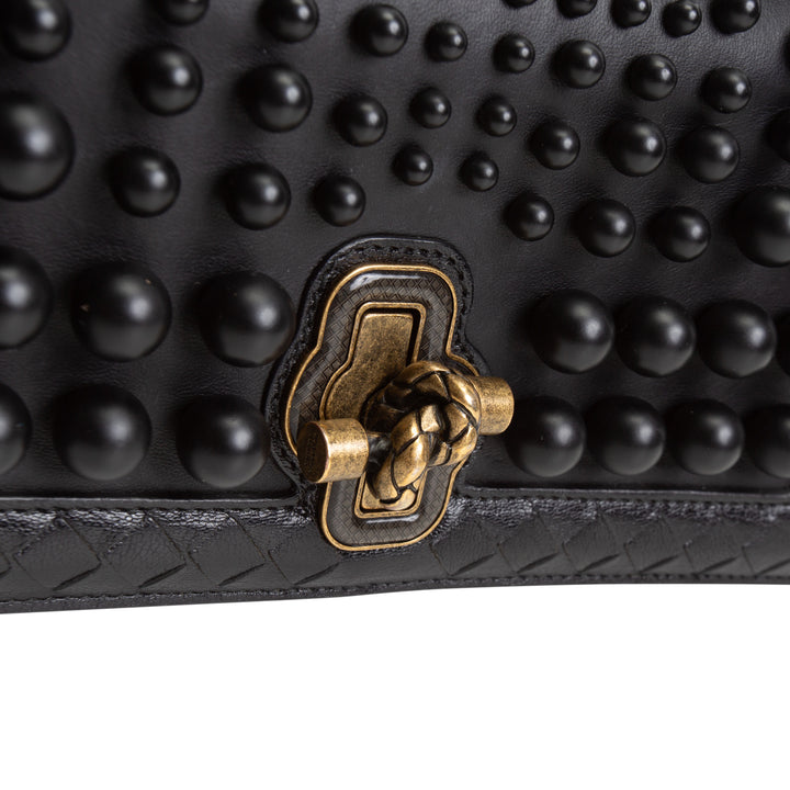 BOTTEGA VENETA Intrecciato Olimpia Studded Knot Bag - Black