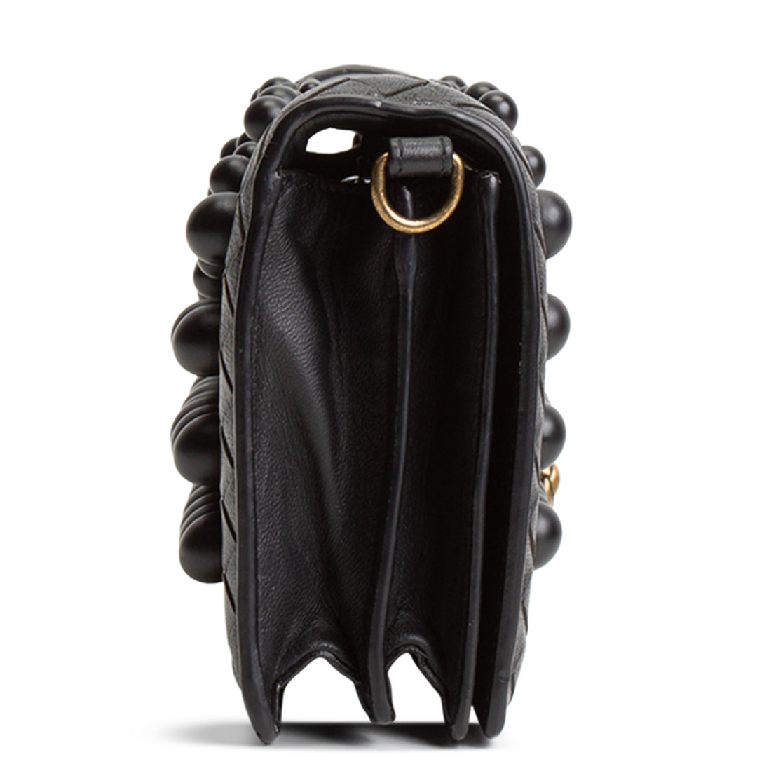 BOTTEGA VENETA Intrecciato Olimpia Studded Knot Bag - Black