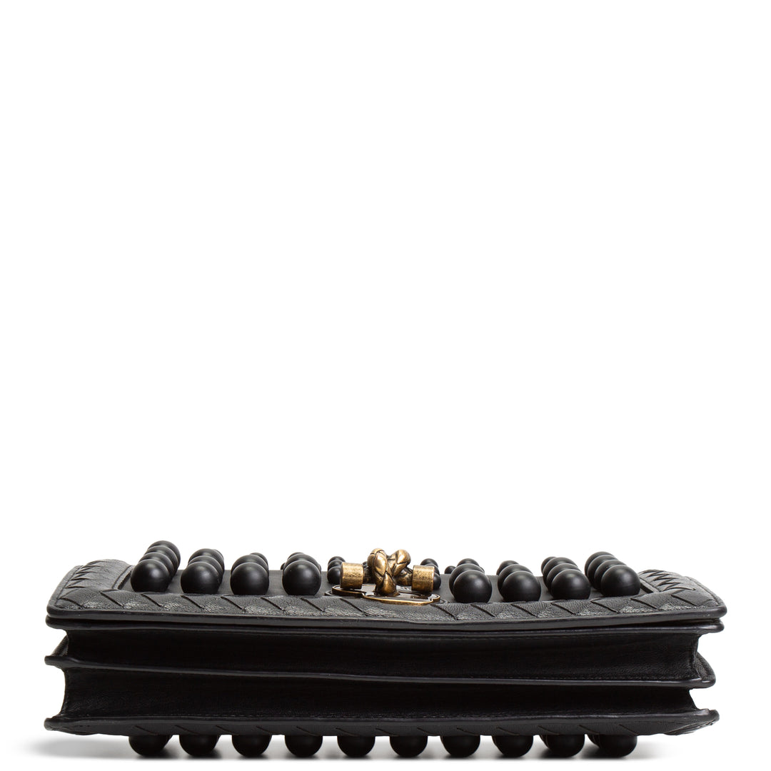 BOTTEGA VENETA Intrecciato Olimpia Studded Knot Bag - Black