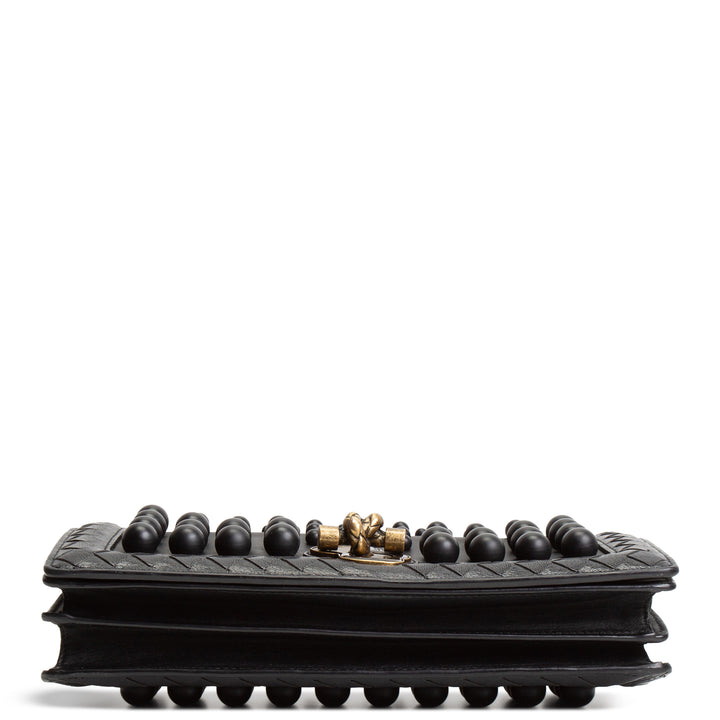 BOTTEGA VENETA Intrecciato Olimpia Studded Knot Bag - Black