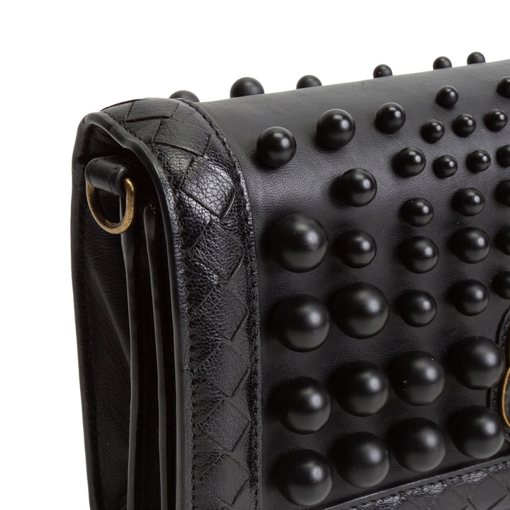 BOTTEGA VENETA Intrecciato Olimpia Studded Knot Bag - Black