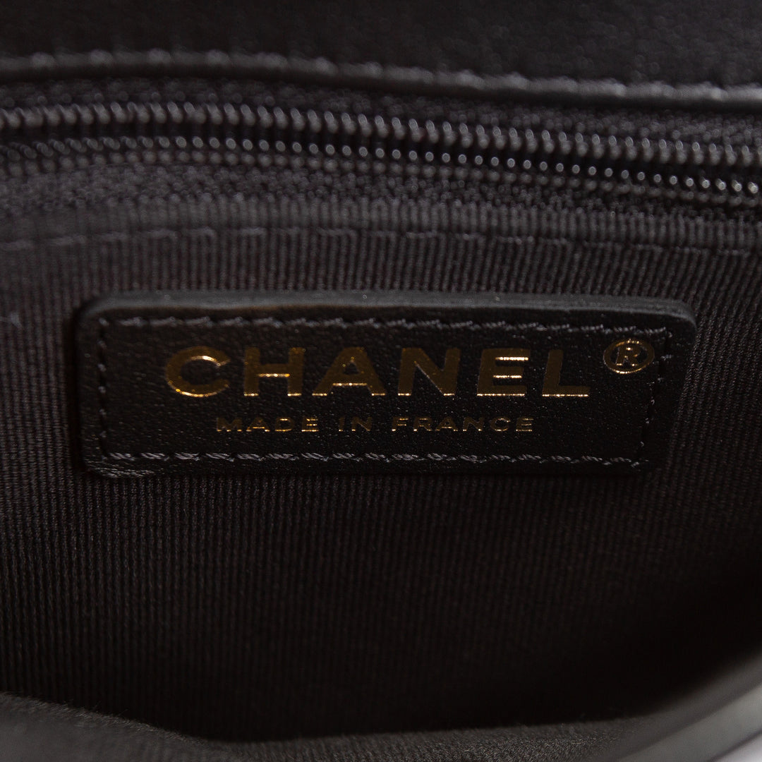 CHANEL Tweed Top Handle School Memory Flap Bag - Black