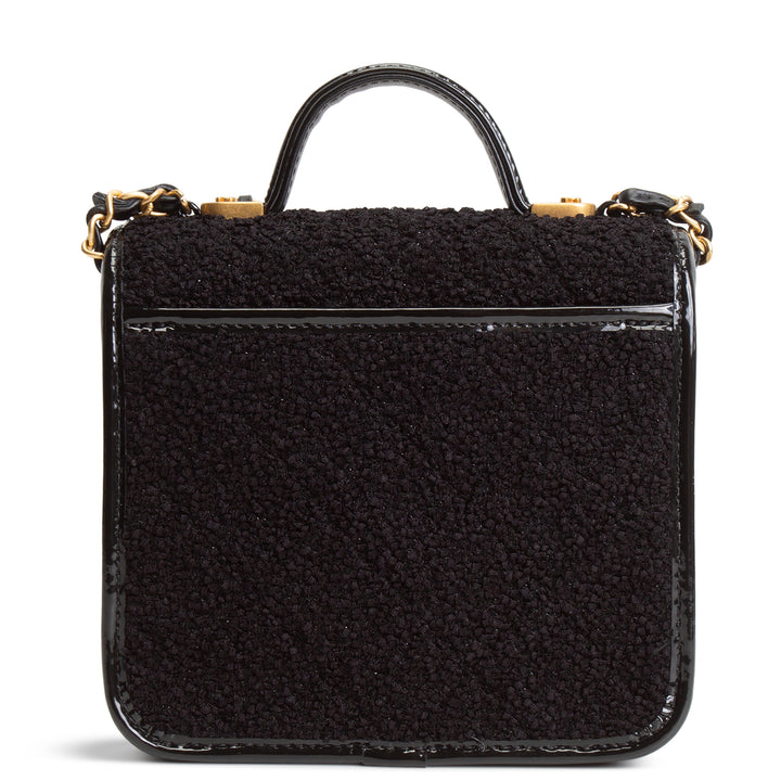 CHANEL Tweed Top Handle School Memory Flap Bag - Black