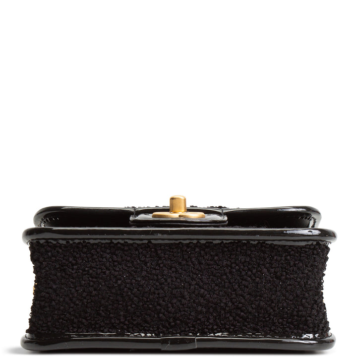 CHANEL Tweed Top Handle School Memory Flap Bag - Black