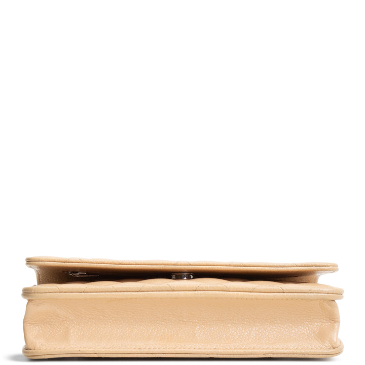 CHANEL Caviar Wallet on Chain - Beige