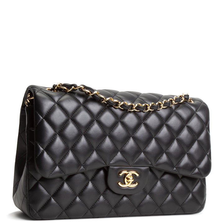 CHANEL Lambskin Jumbo Double Flap - Black