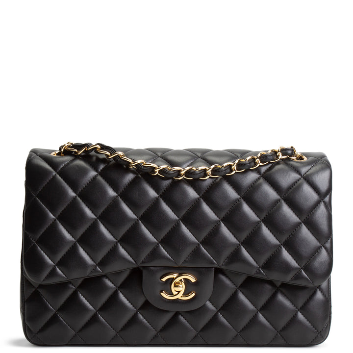 CHANEL Lambskin Jumbo Double Flap - Black