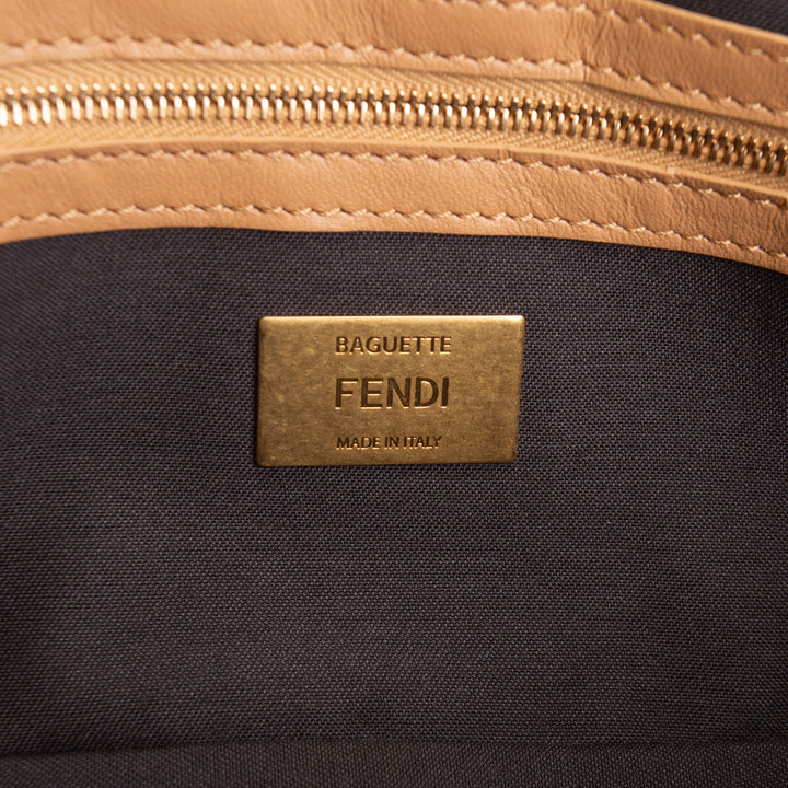FENDI Nappa FF 1974 Embossed Baguette Miele Scuro