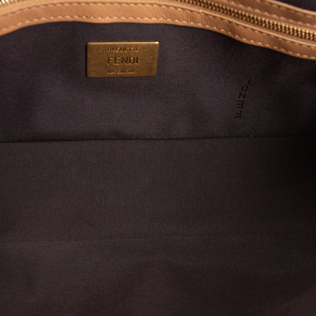 FENDI Nappa FF 1974 Embossed Baguette Miele Scuro