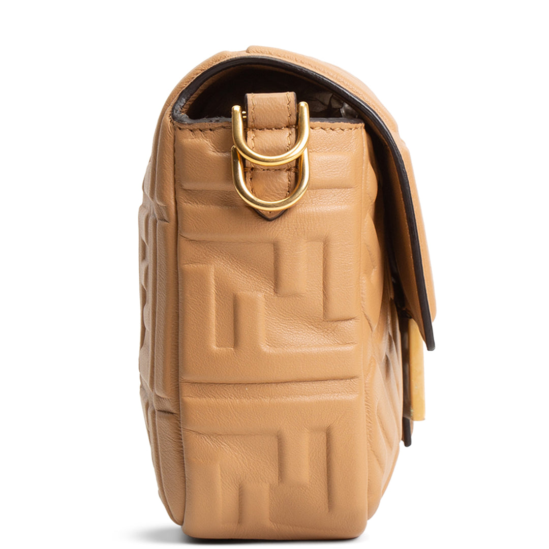 FENDI Nappa FF 1974 Embossed Baguette Miele Scuro