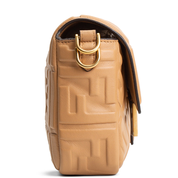 FENDI Nappa FF 1974 Embossed Baguette Miele Scuro