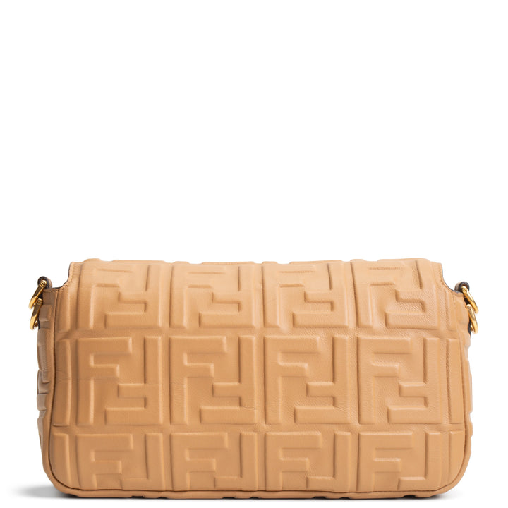 FENDI Nappa FF 1974 Embossed Baguette Miele Scuro