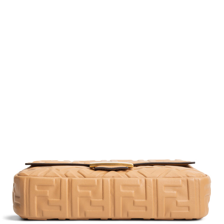 FENDI Nappa FF 1974 Embossed Baguette Miele Scuro