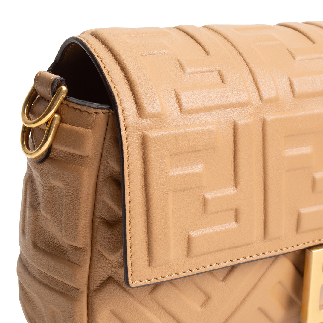 FENDI Nappa FF 1974 Embossed Baguette Miele Scuro