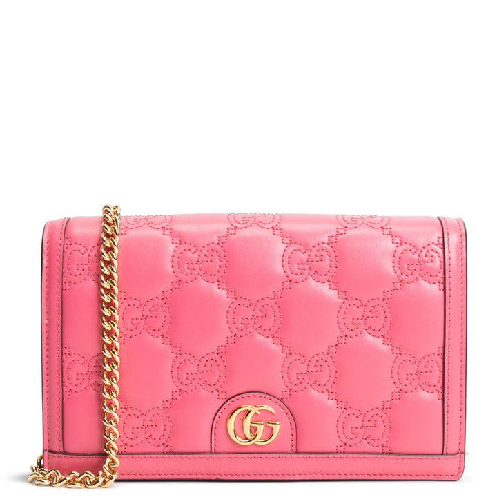 GUCCI GG Matelasse Chain Wallet - Pink