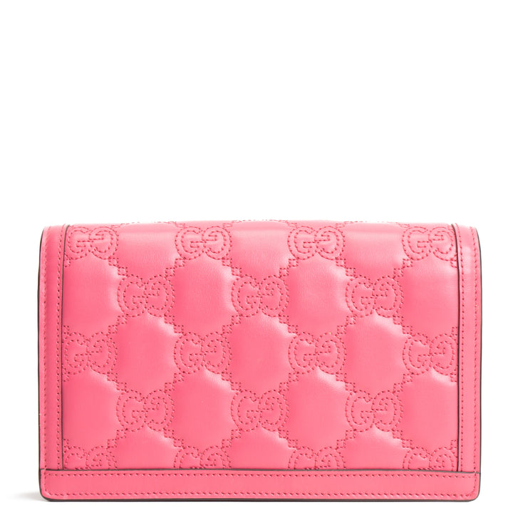 GUCCI GG Matelasse Chain Wallet - Pink