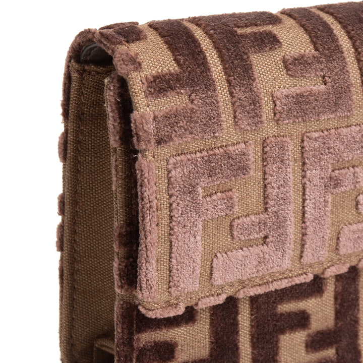 FENDI Jacquard FF Velvet Wallet on Chain