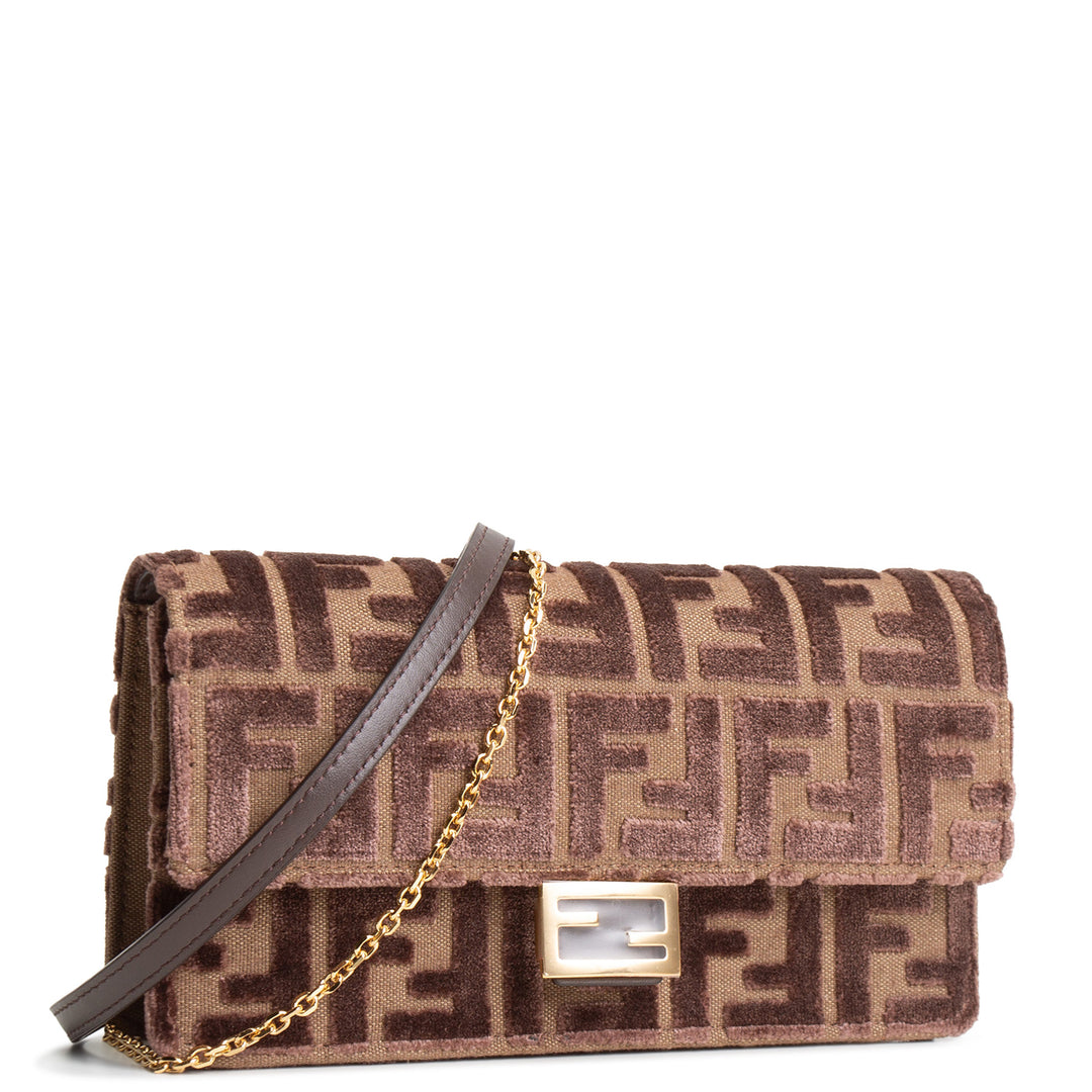 FENDI Jacquard FF Velvet Wallet on Chain