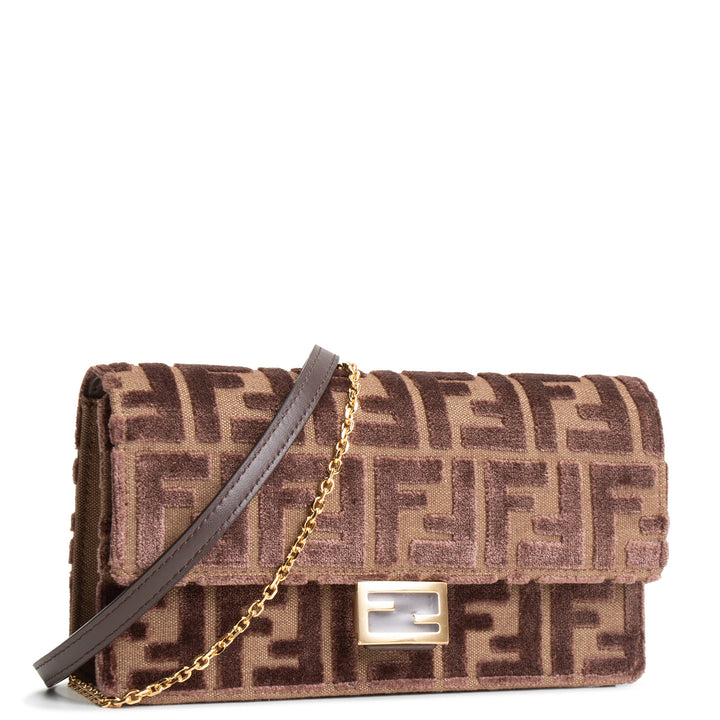 FENDI Jacquard FF Velvet Wallet on Chain