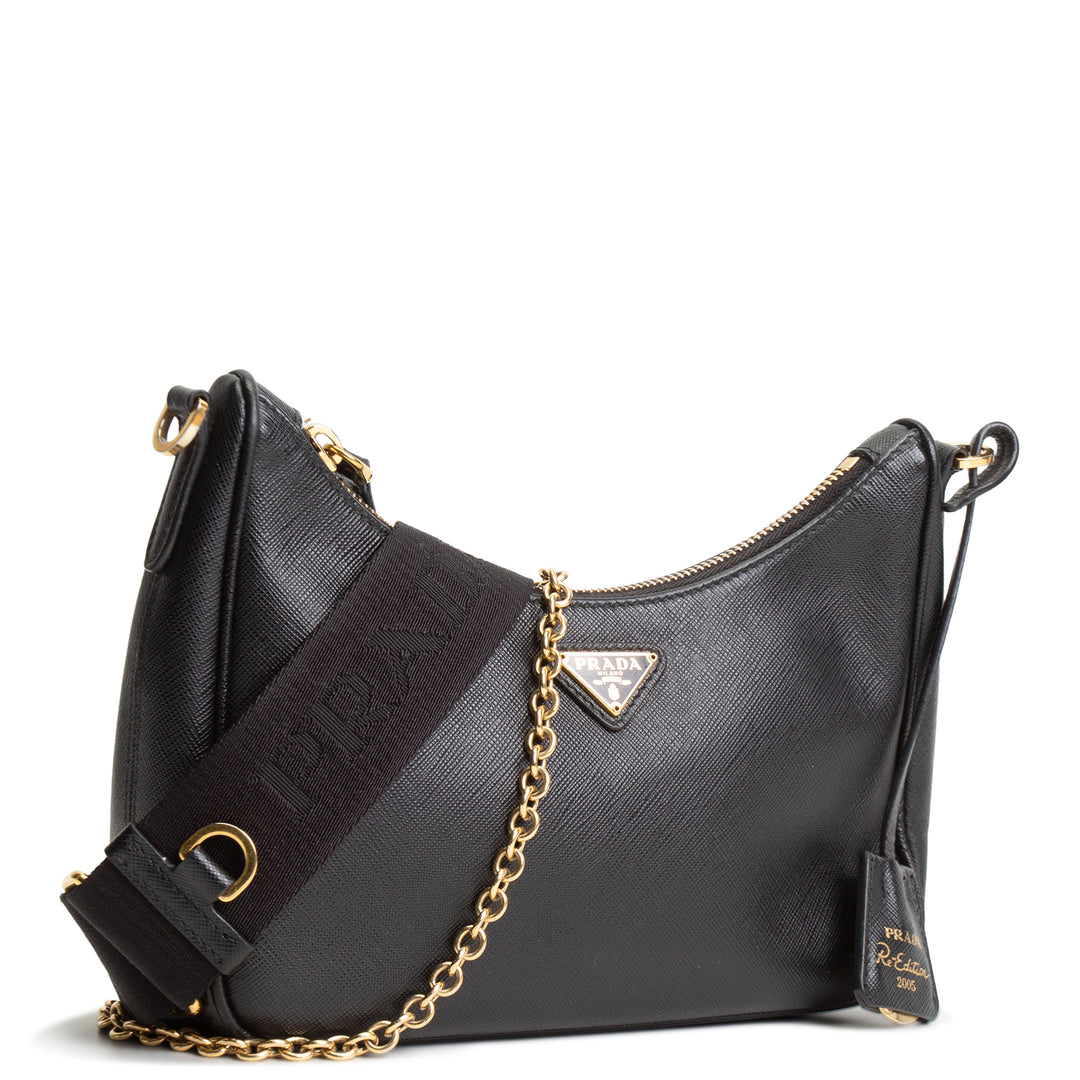 PRADA Saffiano Lux Re-Edition 2005 Crossbody - Black