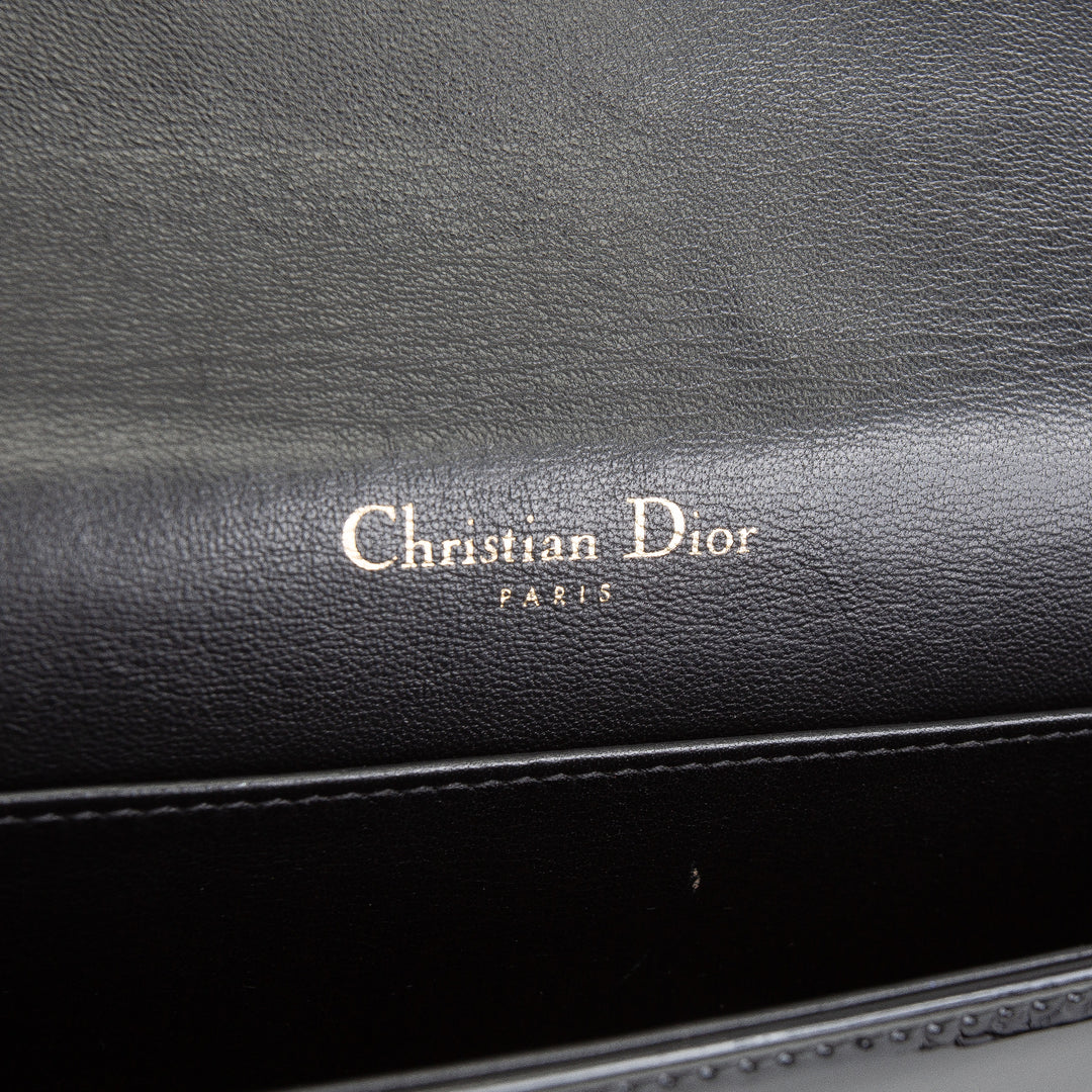 DIOR Patent Leather Lady Dior Pouch w/ Chain Patent