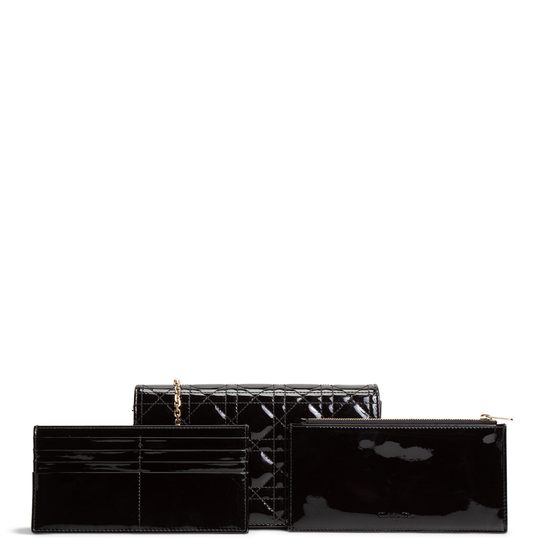 DIOR Patent Leather Lady Dior Pouch w/ Chain Patent