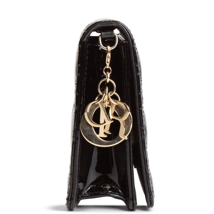 DIOR Patent Leather Lady Dior Pouch w/ Chain Patent