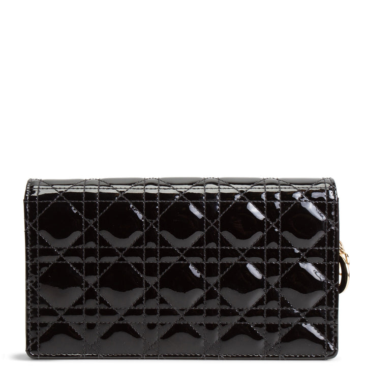 DIOR Patent Leather Lady Dior Pouch w/ Chain Patent