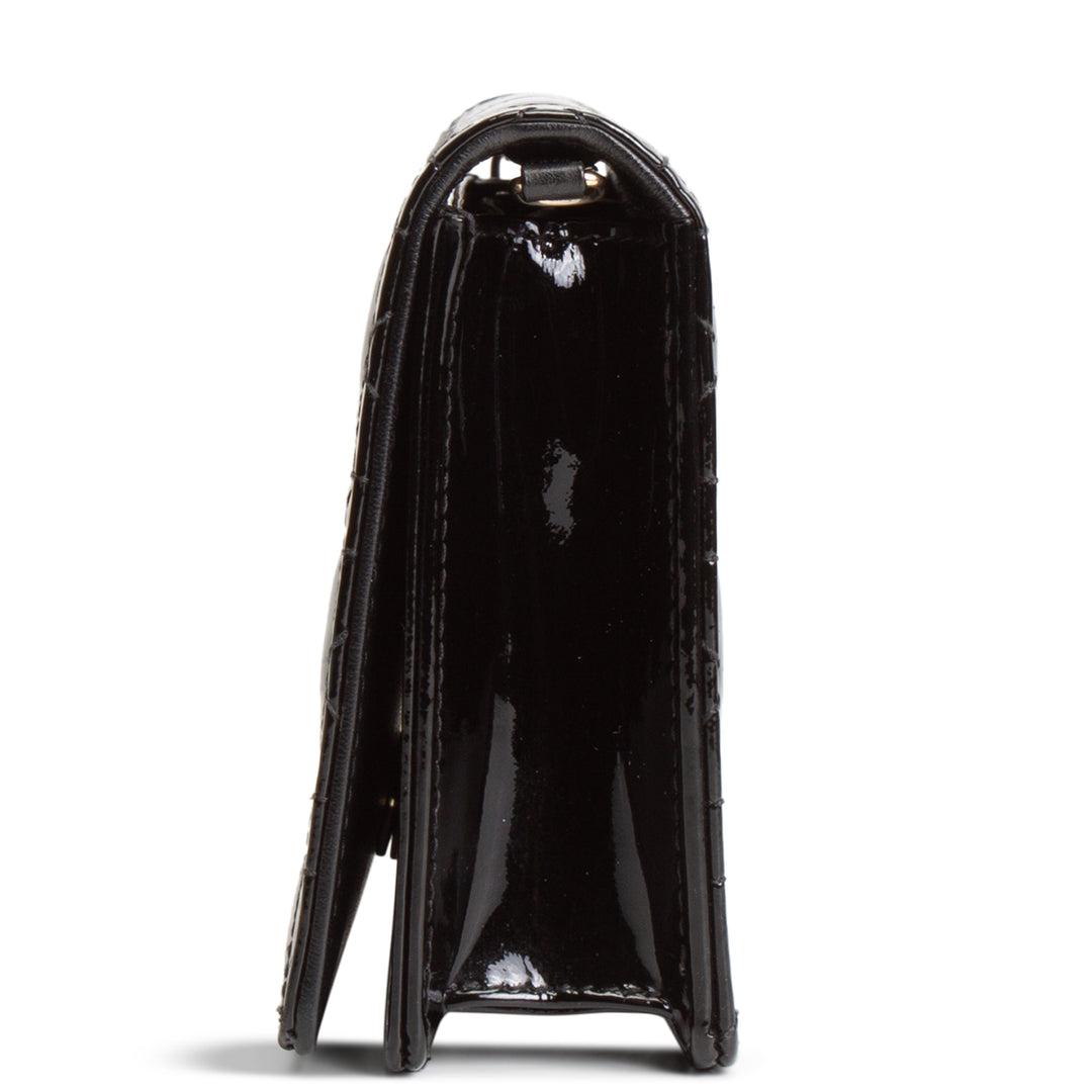 DIOR Patent Leather Lady Dior Pouch w/ Chain Patent