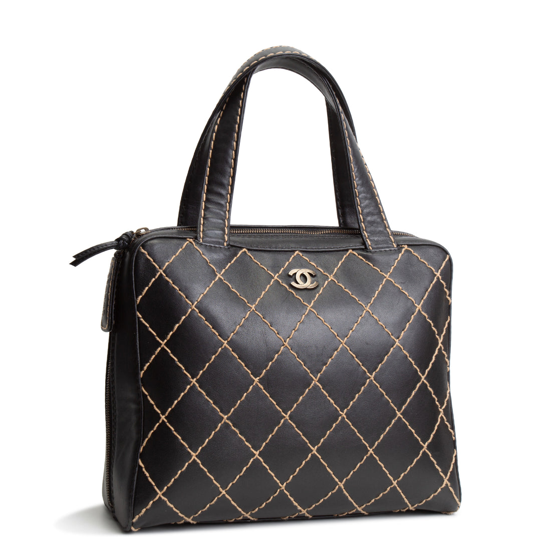 CHANEL Vintage Wild Stitch Handle Bag - Black