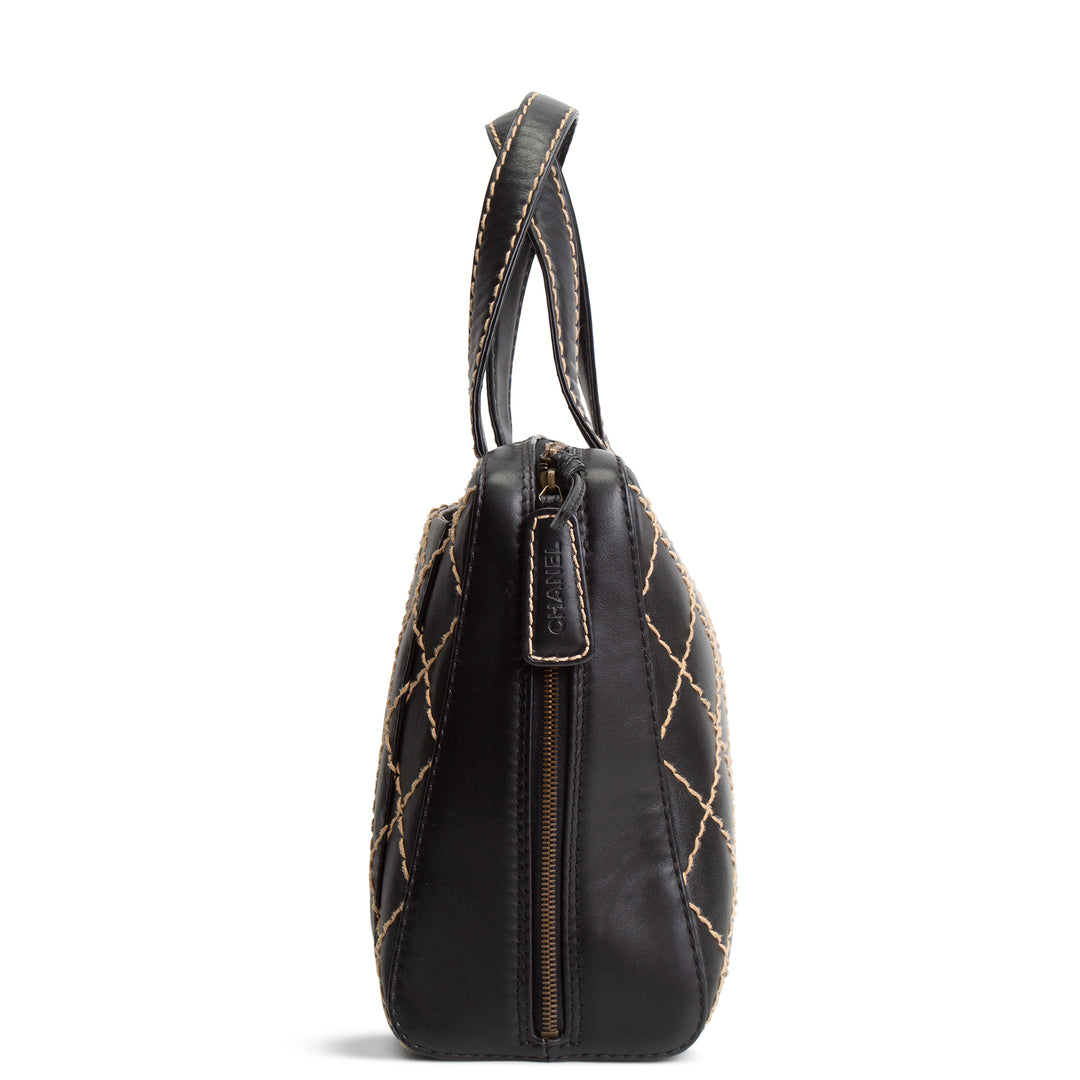 CHANEL Vintage Wild Stitch Handle Bag - Black