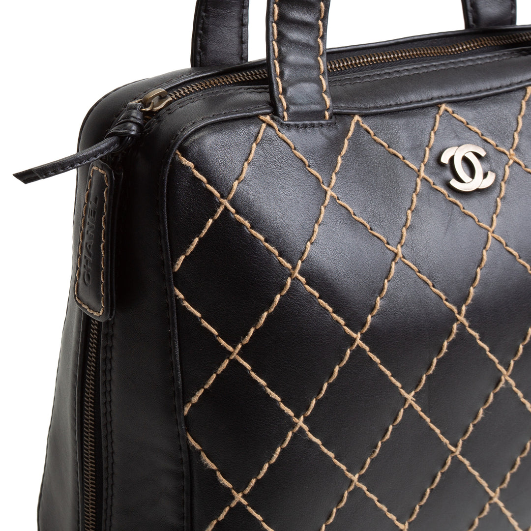 CHANEL Vintage Wild Stitch Handle Bag - Black