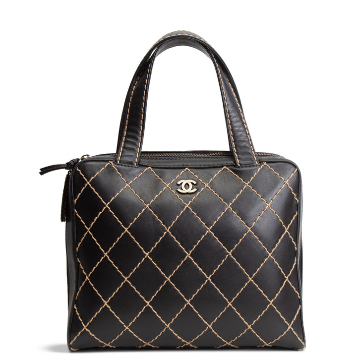 CHANEL Vintage Wild Stitch Handle Bag - Black